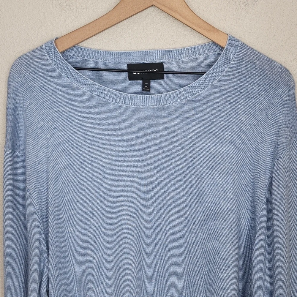 Bonobos Mens Blue Slimfit Longsleeve Feeder Striped Sweater